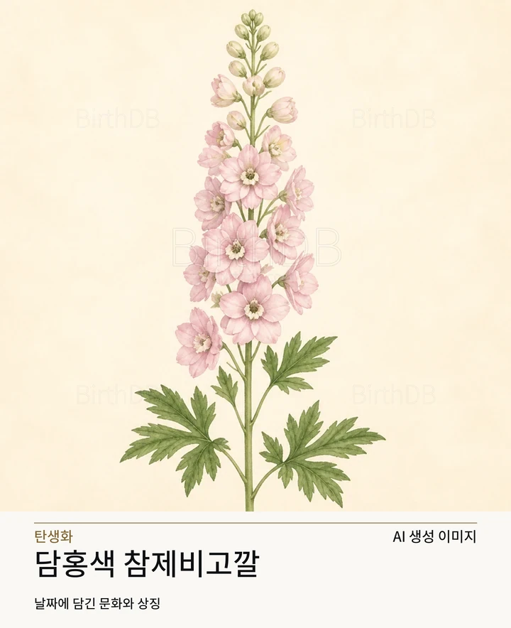 5월 21일 탄생화 담홍색 참제비고깔 AI 상징 일러스트