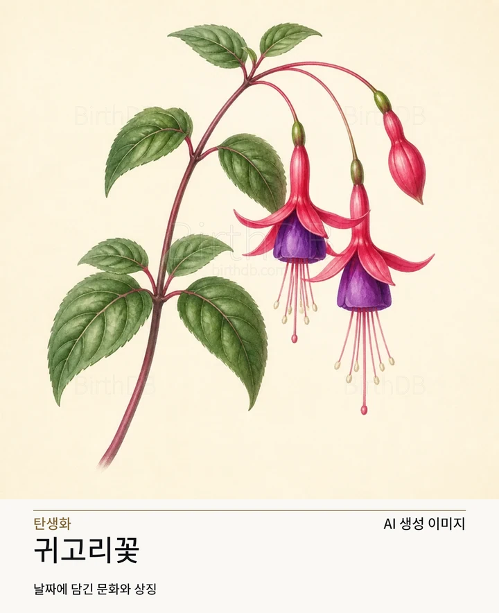 5월 22일 탄생화 귀고리꽃 AI 상징 일러스트