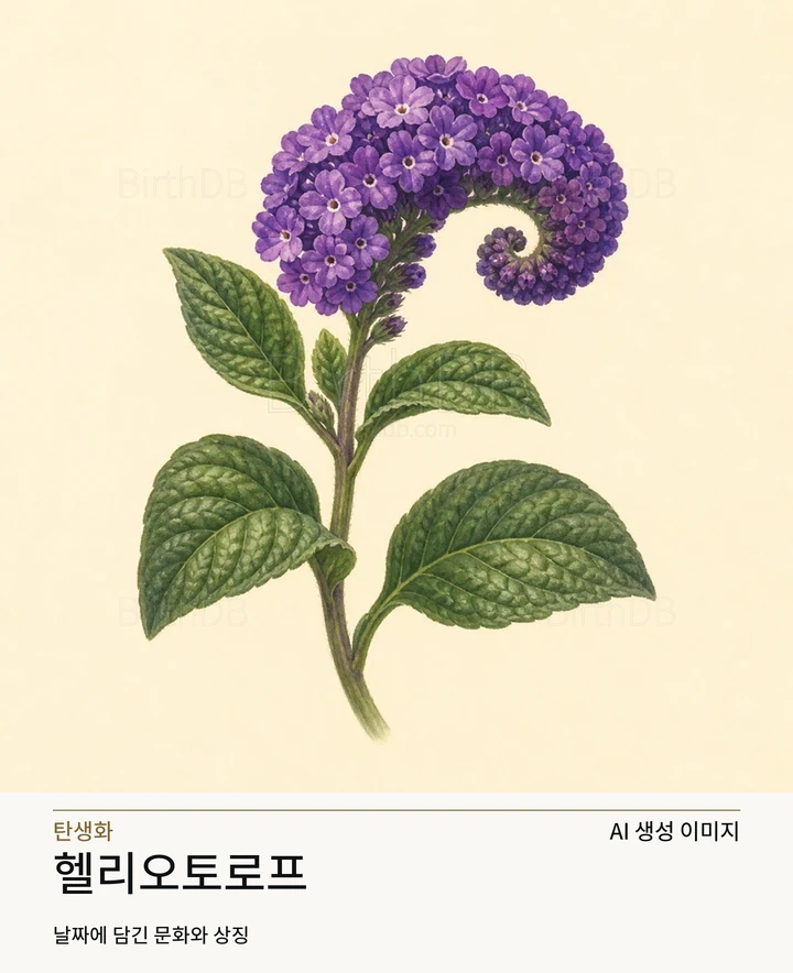 5월 24일 탄생화 헬리오토로프 AI 상징 일러스트