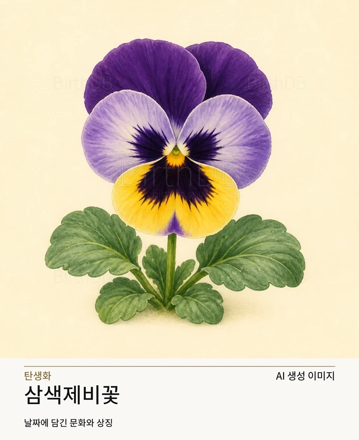 5월 25일 탄생화 삼색제비꽃 AI 상징 일러스트