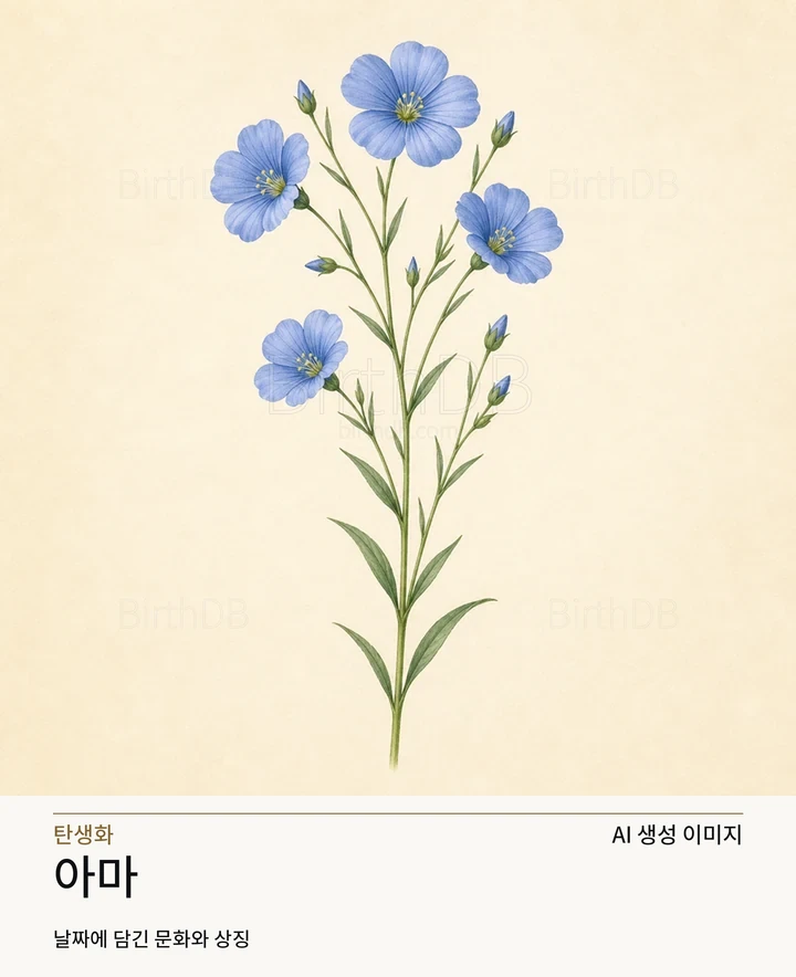 6월 3일 탄생화 아마 AI 상징 일러스트