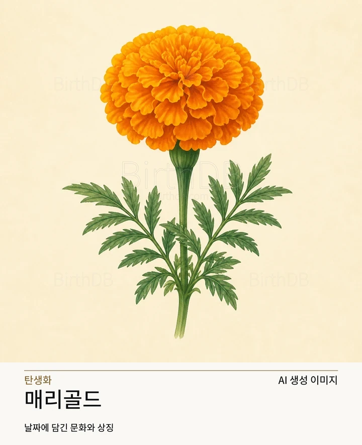 6월 5일 탄생화 매리골드 AI 상징 일러스트