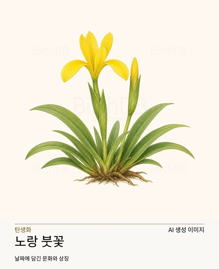 6월 6일 탄생화 노랑 붓꽃 AI 상징 일러스트