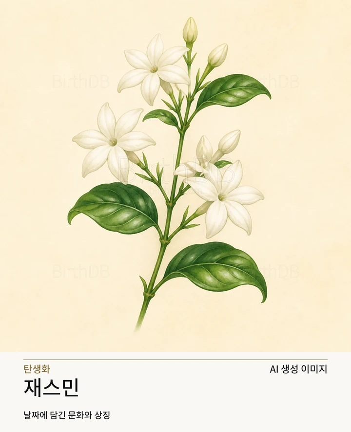 6월 8일 탄생화 재스민 AI 상징 일러스트