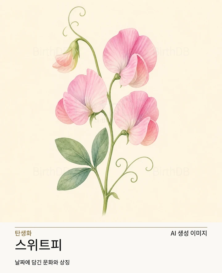 6월 9일 탄생화 스위트피 AI 상징 일러스트