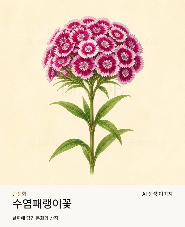 6월 10일 탄생화 수염패랭이꽃 AI 상징 일러스트