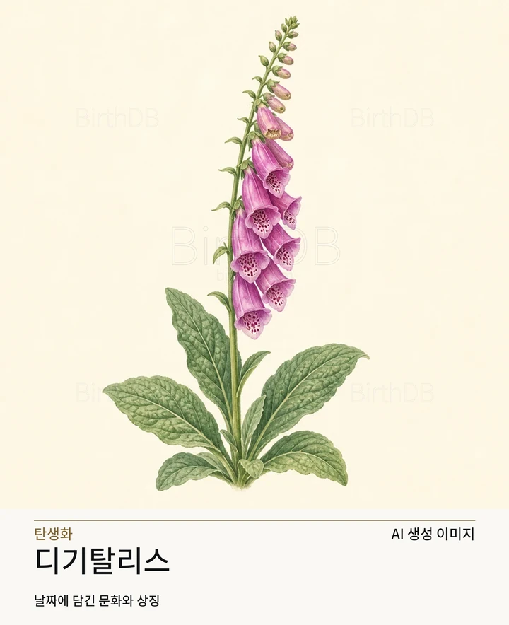 6월 13일 탄생화 디기탈리스 AI 상징 일러스트