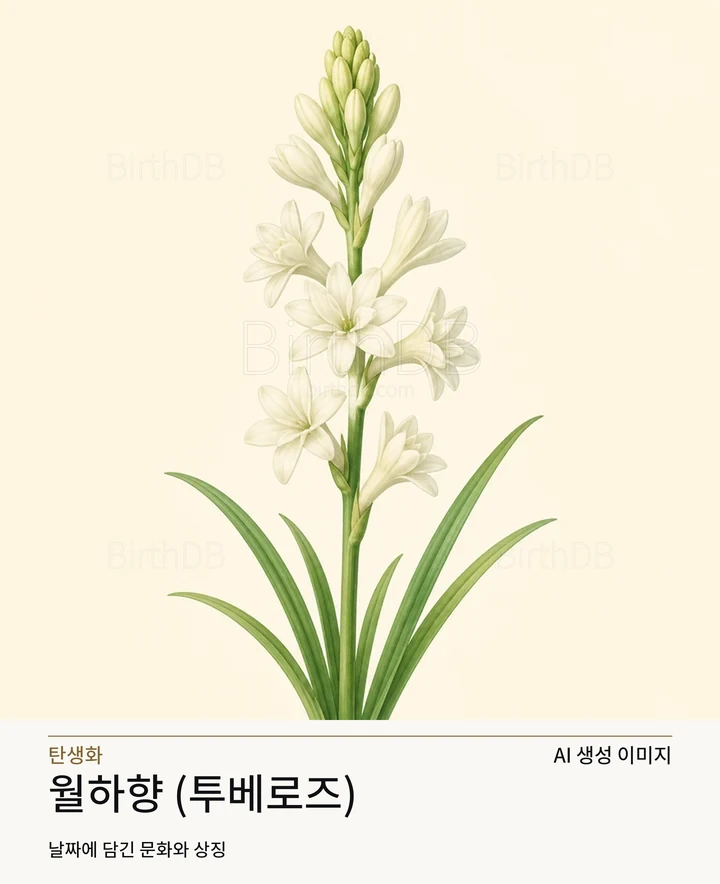 6월 16일 탄생화 월하향 (투베로즈) AI 상징 일러스트