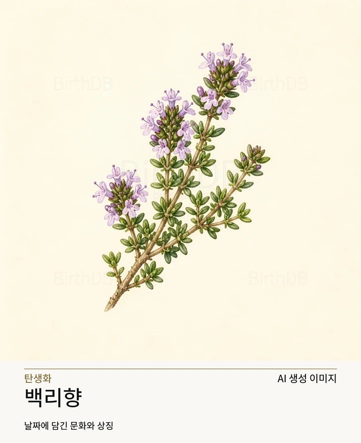 6월 18일 탄생화 백리향 AI 상징 일러스트