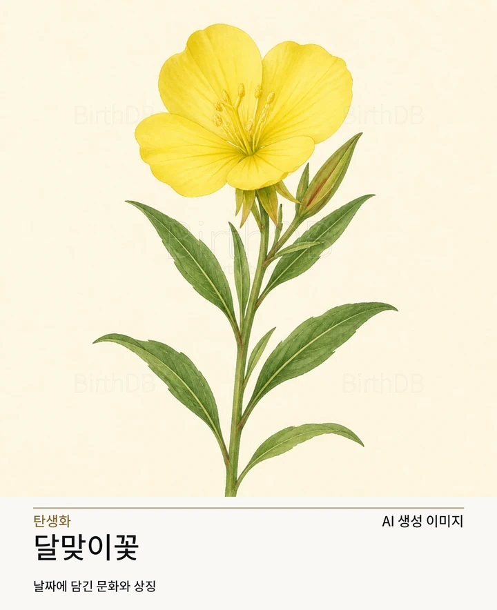 6월 21일 탄생화 달맞이꽃 AI 상징 일러스트