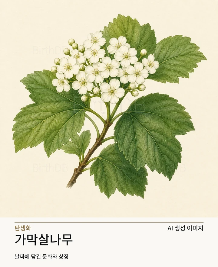 6월 22일 탄생화 가막살나무 AI 상징 일러스트
