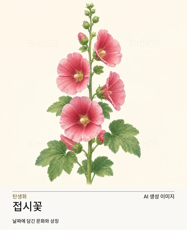 6월 23일 탄생화 접시꽃 AI 상징 일러스트