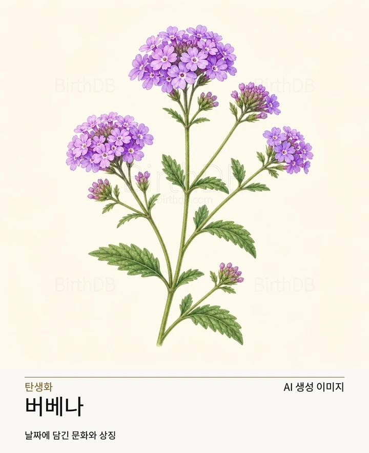 6월 24일 탄생화 버베나 AI 상징 일러스트