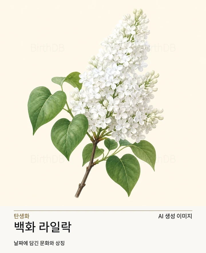 6월 26일 탄생화 백화 라일락 AI 상징 일러스트