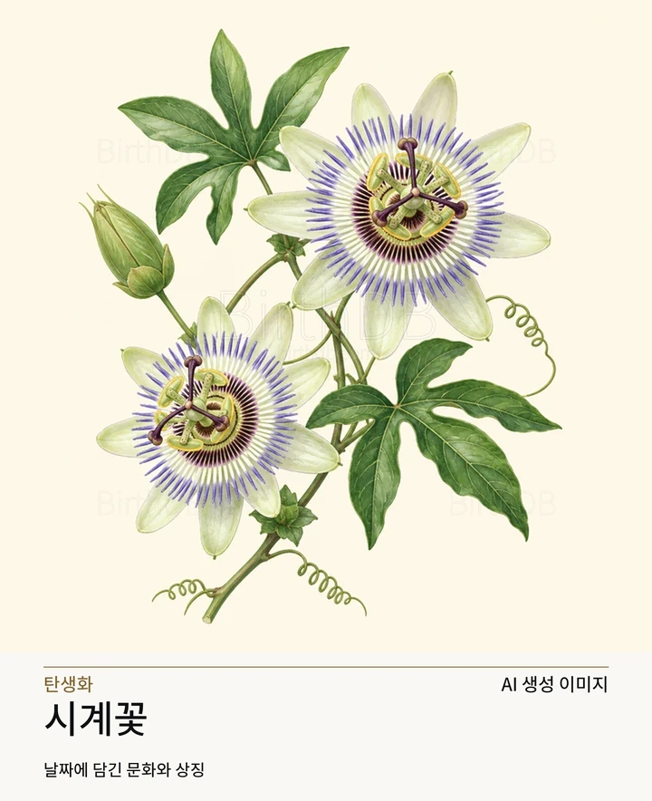 6월 27일 탄생화 시계꽃 AI 상징 일러스트