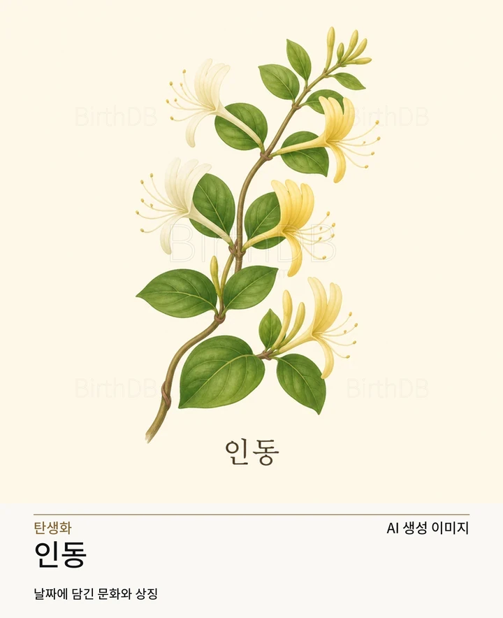 6월 30일 탄생화 인동 AI 상징 일러스트