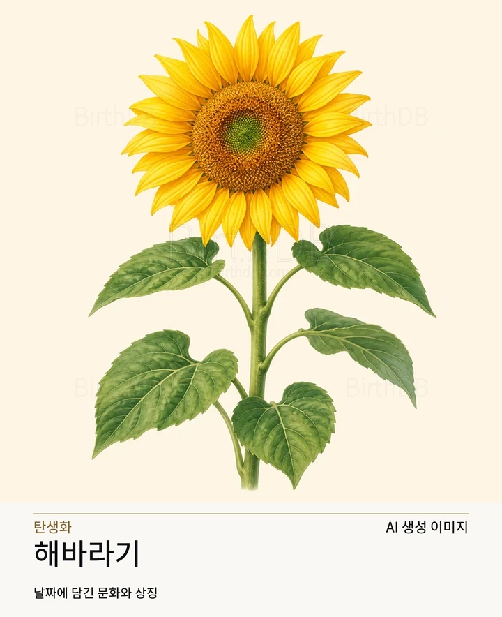 8월 15일 탄생화 해바라기 AI 상징 일러스트