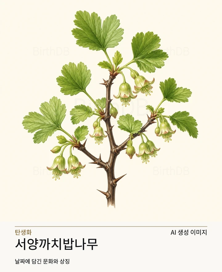 7월 7일 탄생화 서양까치밥나무 AI 상징 일러스트