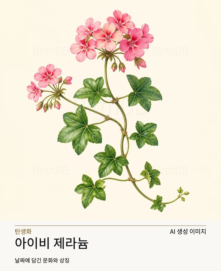 7월 9일 탄생화 아이비 제라늄 AI 상징 일러스트