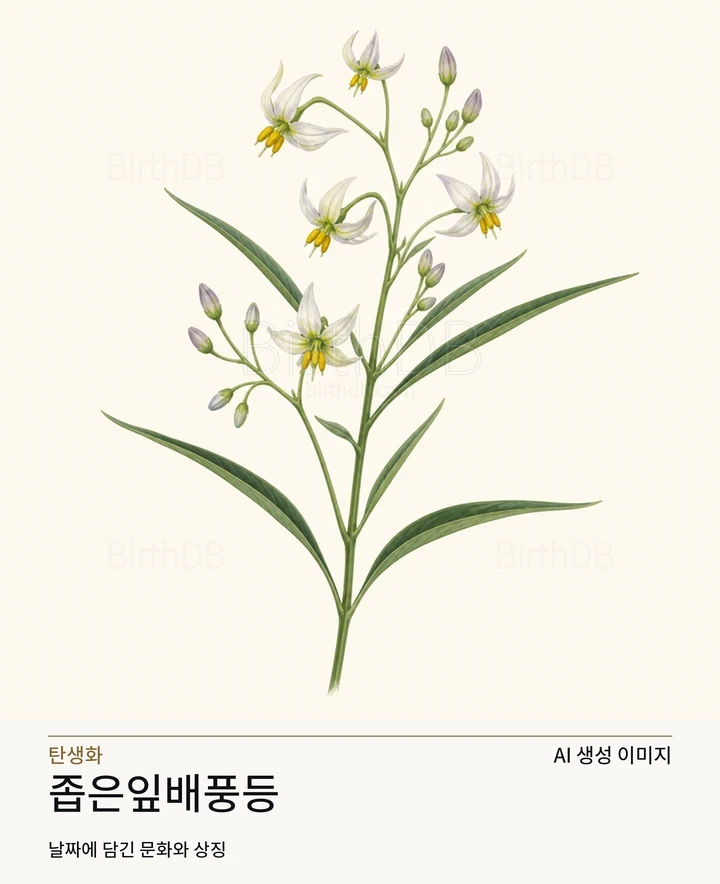 7월 12일 탄생화 좁은잎배풍등 AI 상징 일러스트