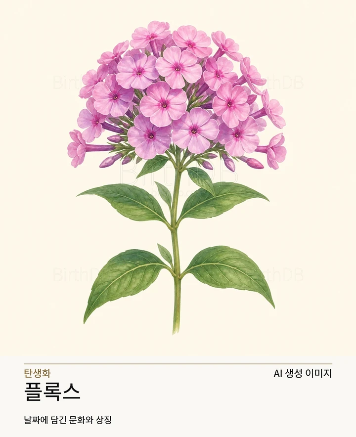 7월 14일 탄생화 플록스 AI 상징 일러스트