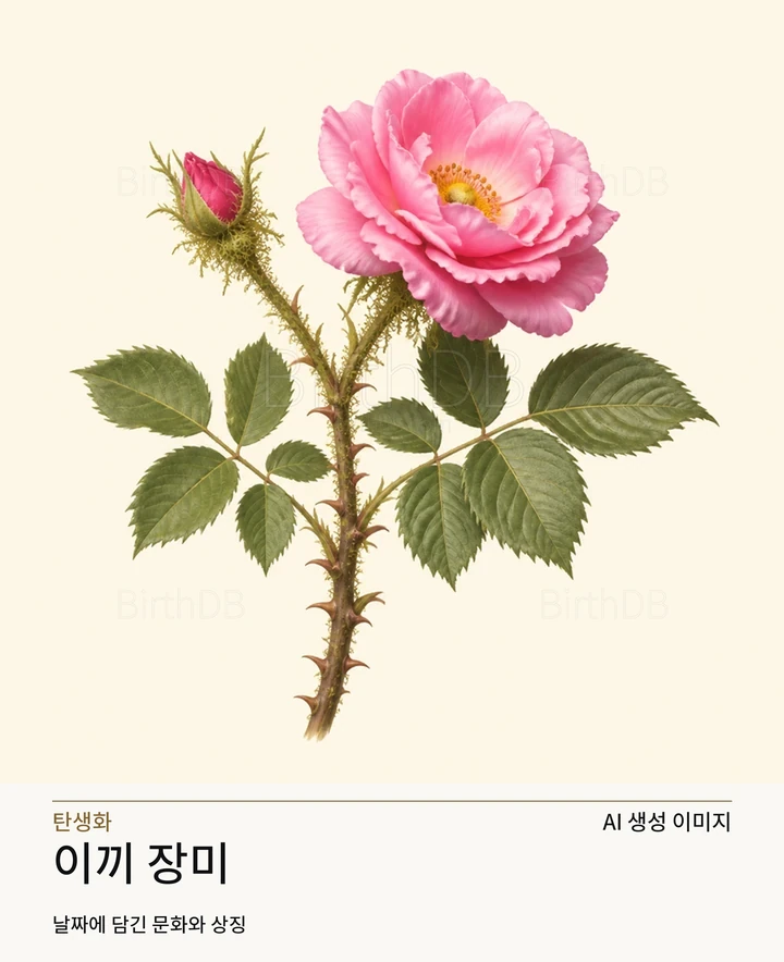 7월 18일 탄생화 이끼 장미 AI 상징 일러스트