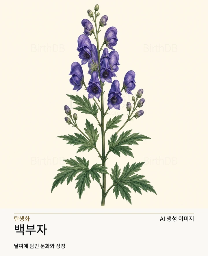 7월 19일 탄생화 백부자 AI 상징 일러스트