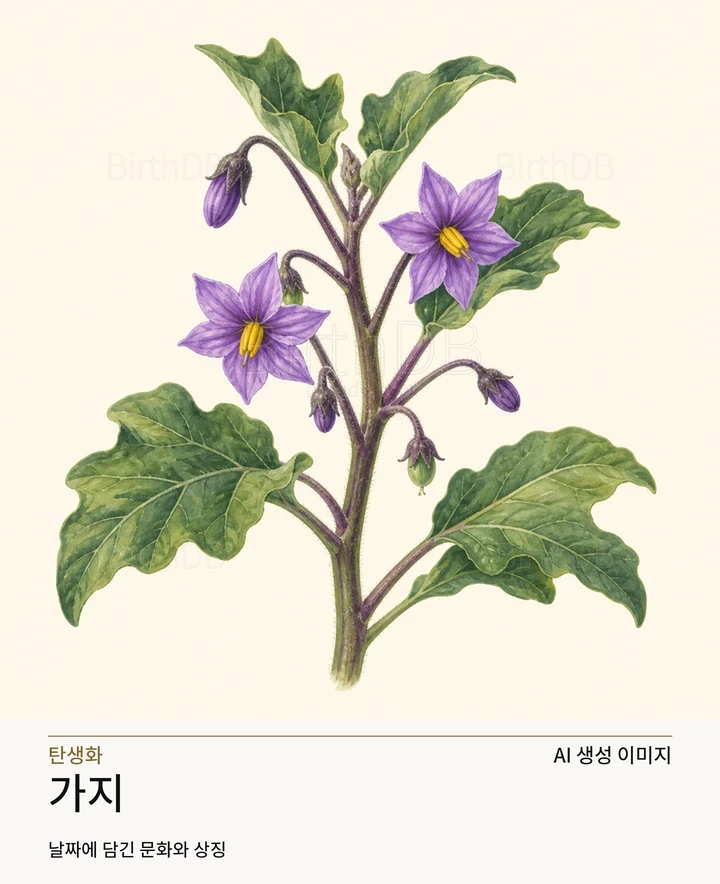 7월 20일 탄생화 가지 AI 상징 일러스트