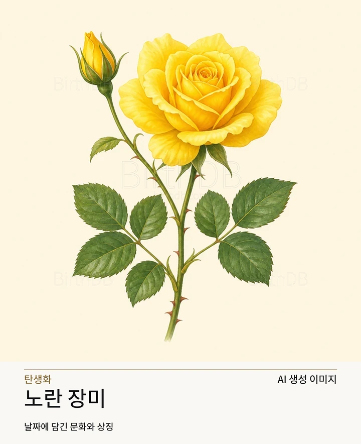 7월 21일 탄생화 노란 장미 AI 상징 일러스트