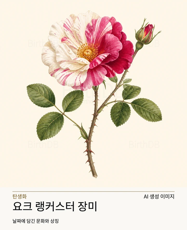 7월 23일 탄생화 요크 랭커스터 장미 AI 상징 일러스트