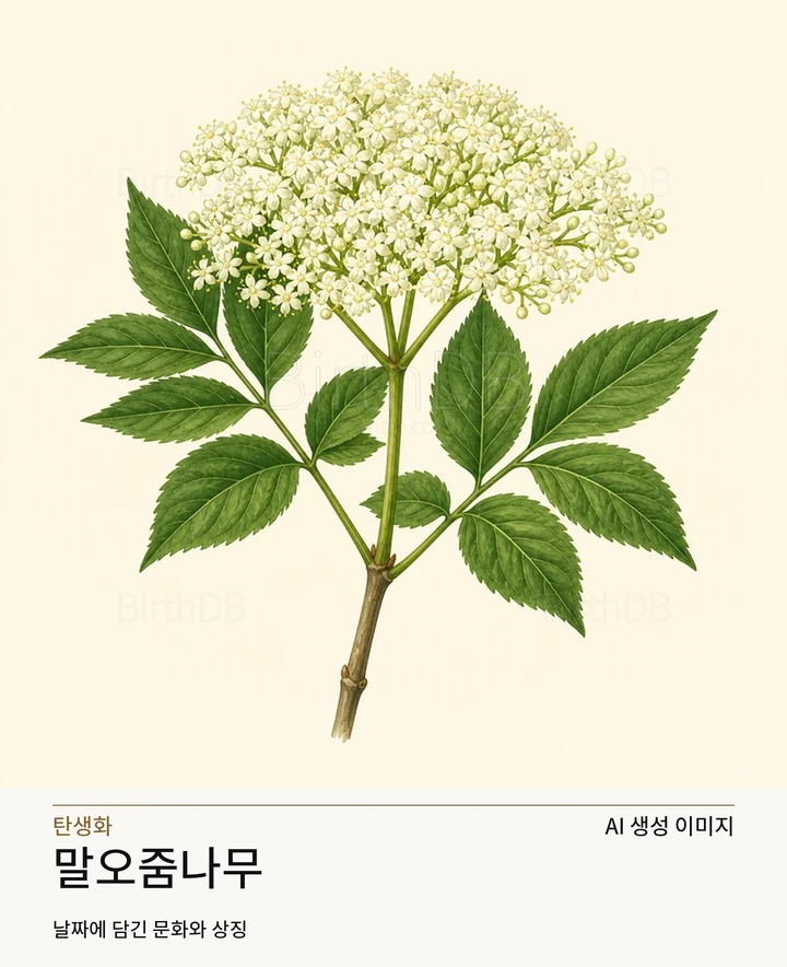 7월 25일 탄생화 말오줌나무 AI 상징 일러스트