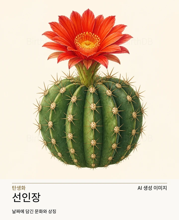 7월 29일 탄생화 선인장 AI 상징 일러스트