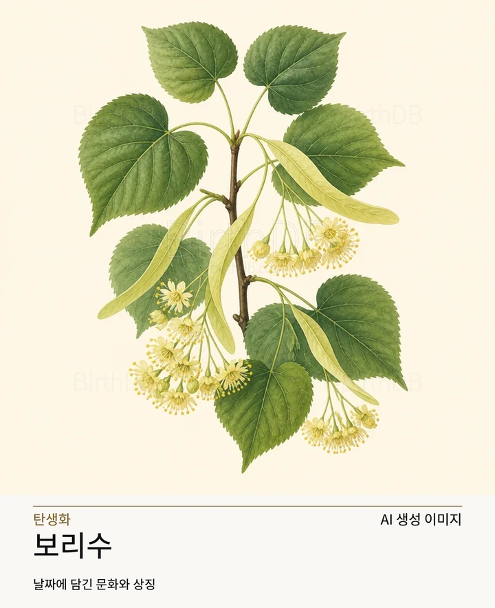 피나무속(린든) BirthDB AI 상징 일러스트