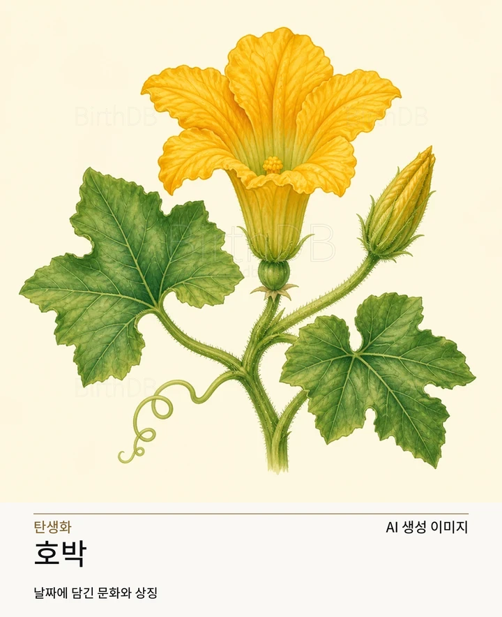 7월 31일 탄생화 호박 AI 상징 일러스트