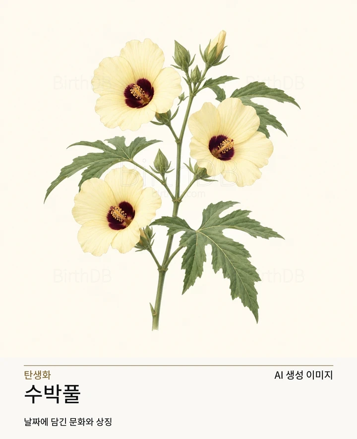 8월 3일 탄생화 수박풀 AI 상징 일러스트