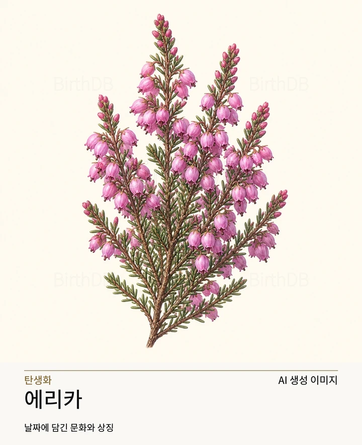 8월 5일 탄생화 에리카 AI 상징 일러스트