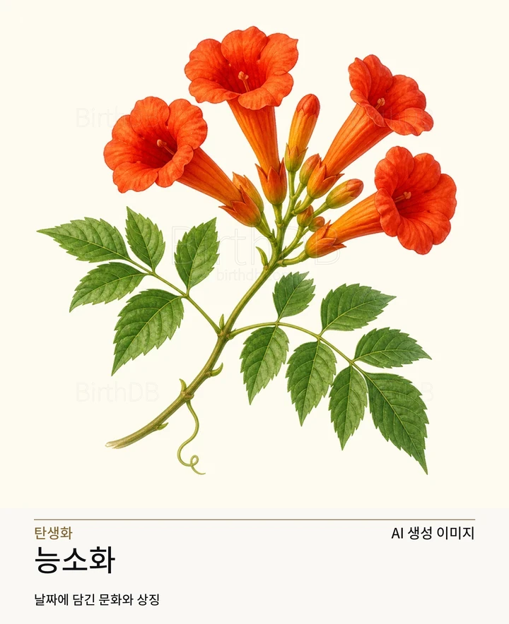 8월 6일 탄생화 능소화 AI 상징 일러스트