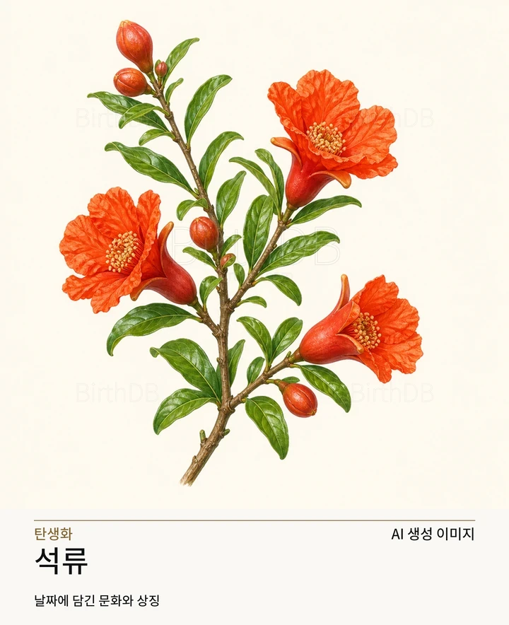8월 7일 탄생화 석류 AI 상징 일러스트