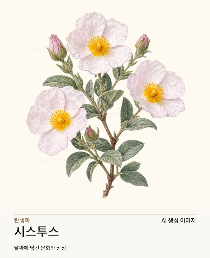 8월 9일 탄생화 시스투스 AI 상징 일러스트