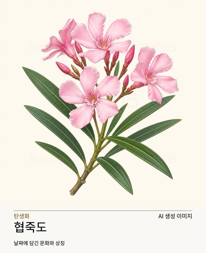 8월 12일 탄생화 협죽도 AI 상징 일러스트