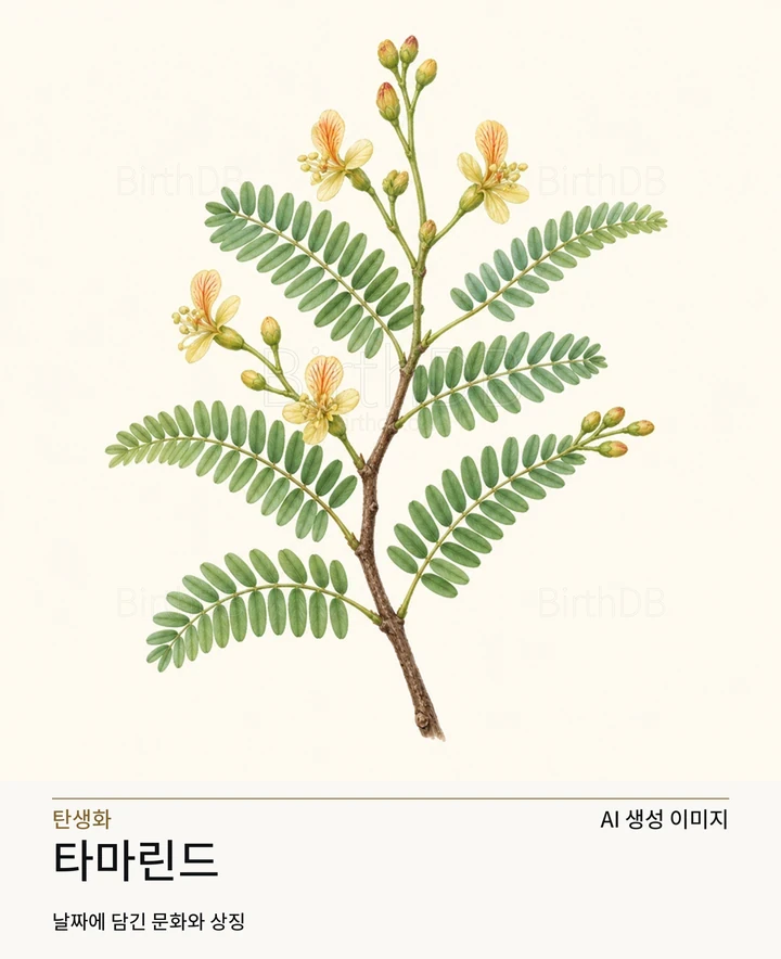 8월 16일 탄생화 타마린드 AI 상징 일러스트