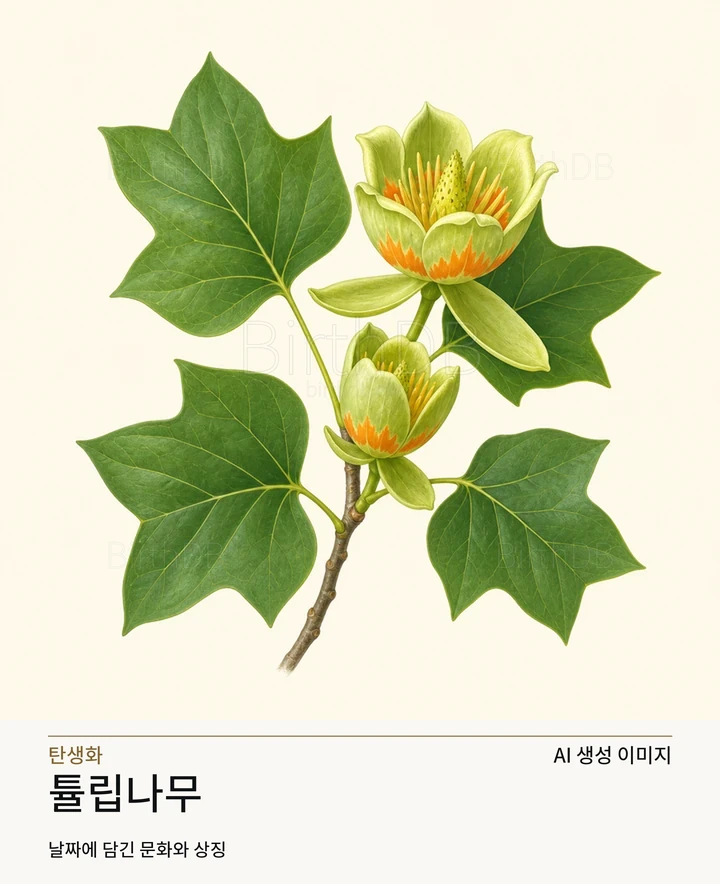 8월 17일 탄생화 튤립나무 AI 상징 일러스트
