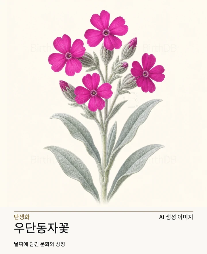8월 19일 탄생화 우단동자꽃 AI 상징 일러스트