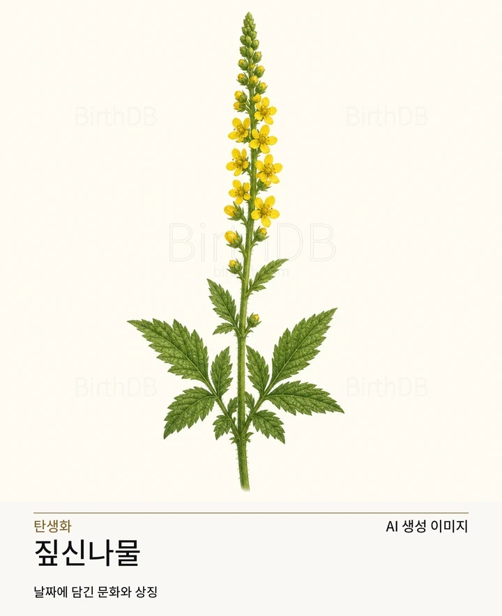 8월 21일 탄생화 짚신나물 AI 상징 일러스트