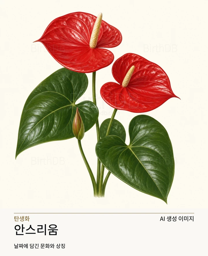 8월 25일 탄생화 안스리움 AI 상징 일러스트