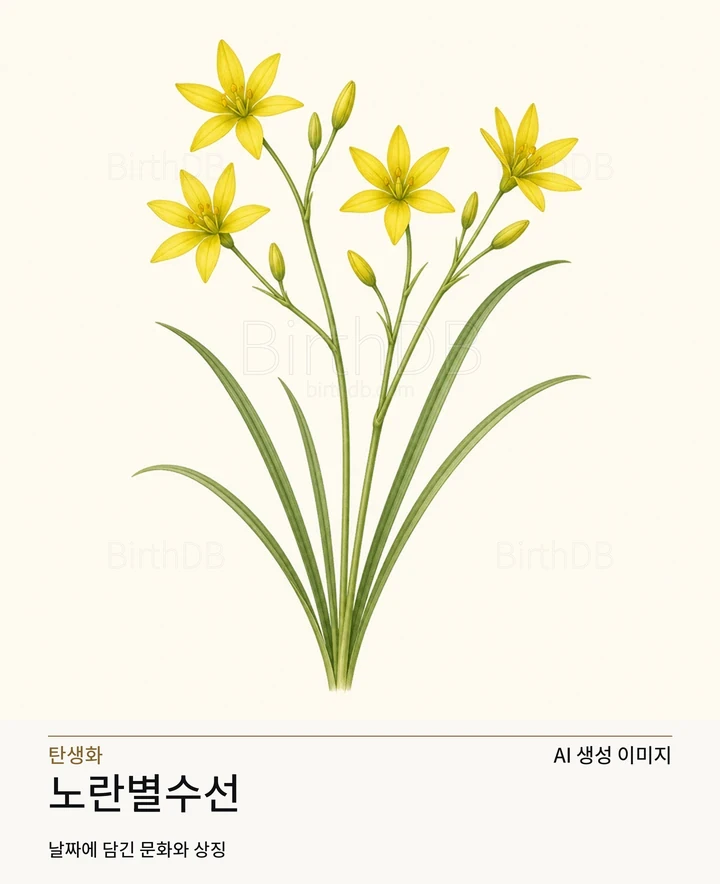 8월 26일 탄생화 노란별수선 AI 상징 일러스트