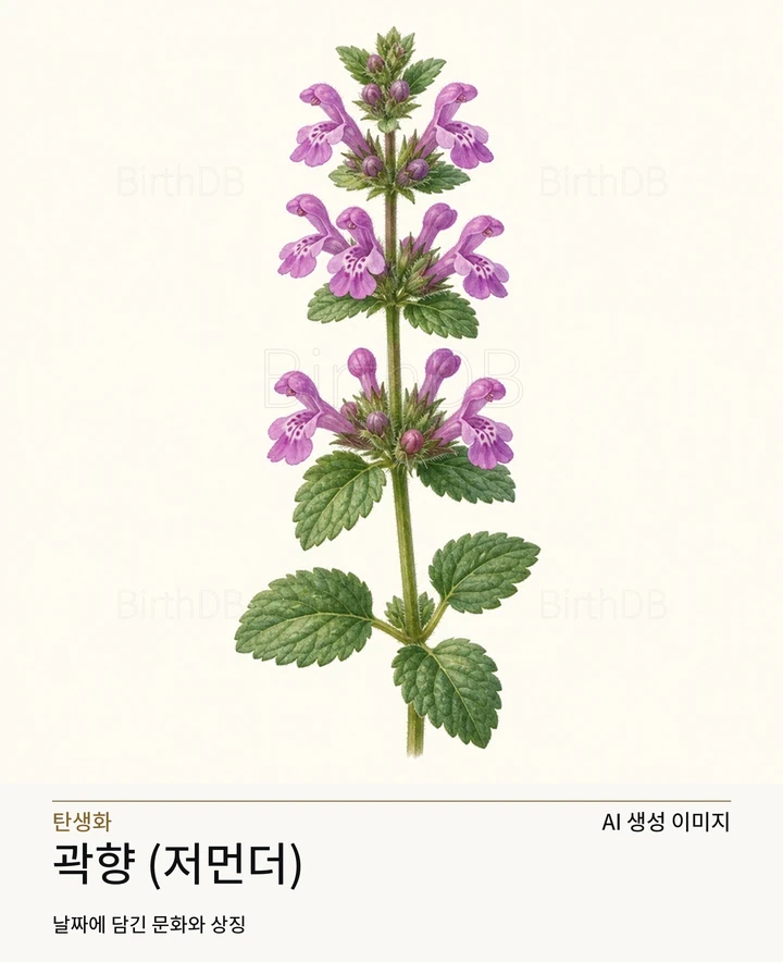 8월 30일 탄생화 곽향 (저먼더) AI 상징 일러스트