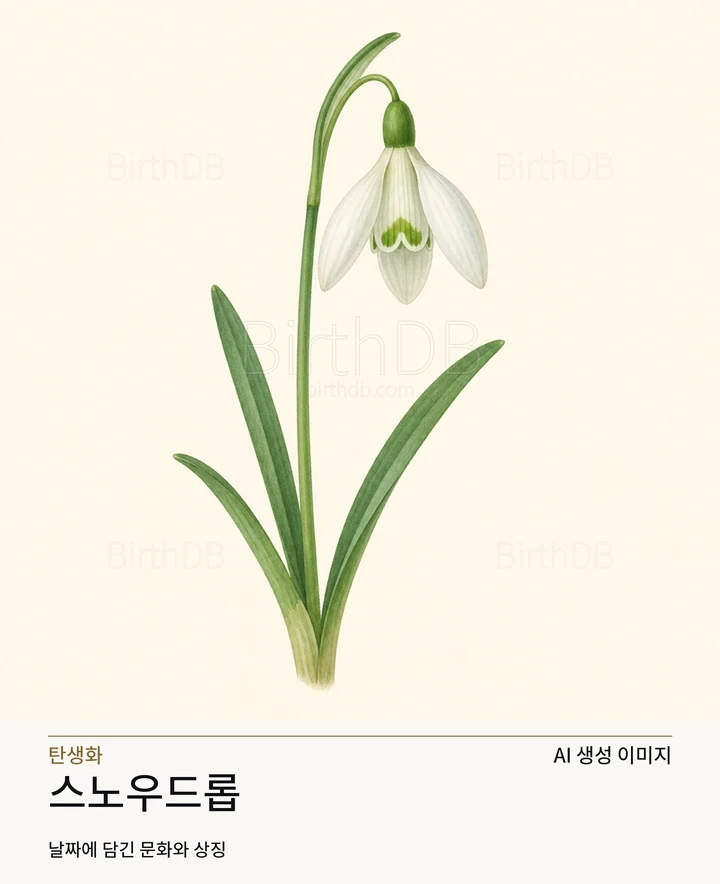 1월 1일 탄생화 스노우드롭 AI 상징 일러스트