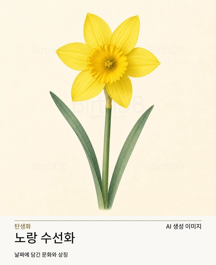 1월 2일 탄생화 노랑 수선화 AI 상징 일러스트