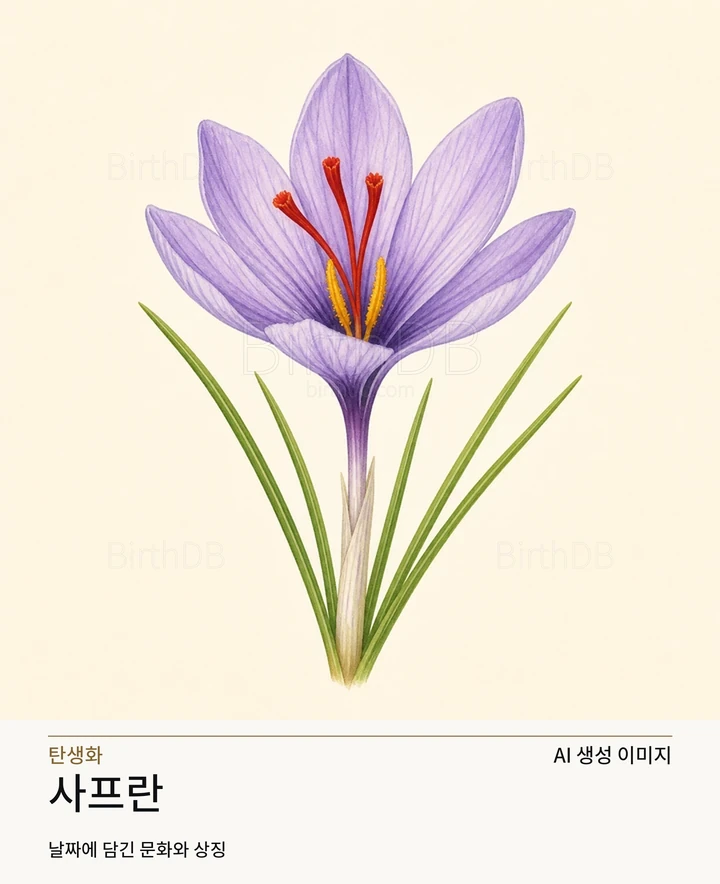 1월 3일 탄생화 사프란 AI 상징 일러스트
